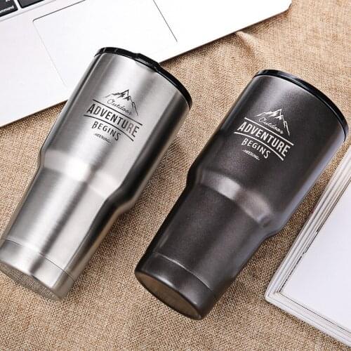 High-capacity 304 Stainless Steel Double-layer Vacuum Insulation Cup Portable Car Cup Business Gift Water Cup Cold Insulation