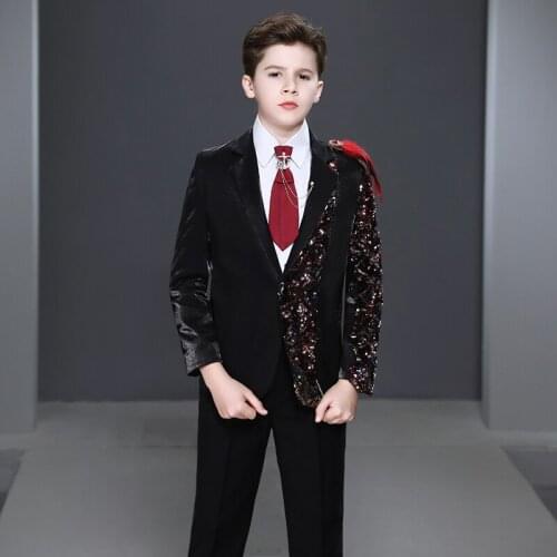High-quality kids dresses for boys childrens costumes flower girl boys small suit suit model catwalk piano dress small host sui