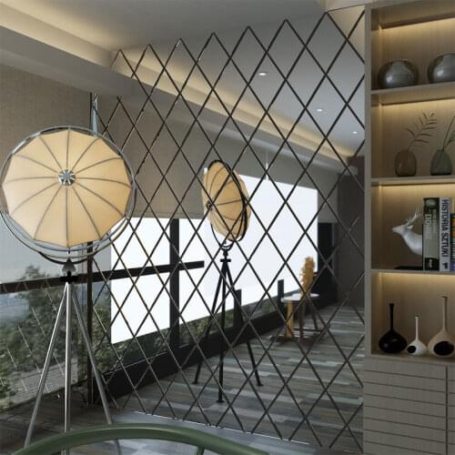 3D Mirror Wall Stickers Diamonds Shape Mirror Sticker Self Adhesive Film TV Background DIY Wall Decals Art for Home Decoration