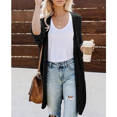 2021 New Loose Knitted Cardigan Sweater For Women Long Sleeve Autumn Spring Coat Solid Color Casual Cardigan Coats Street Wear