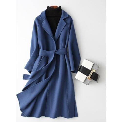 Woollen Coat Womens Autumn and Winter 2021 New Coat Temperament Goddess Model Suit Coat Double-sided Coat