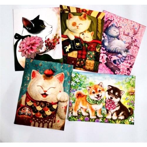 15*20cm 5pcs Cute cat printed cotton fabric sewing patterns crafts textile handmade patch for sewing to apron/clothes/bags/purse