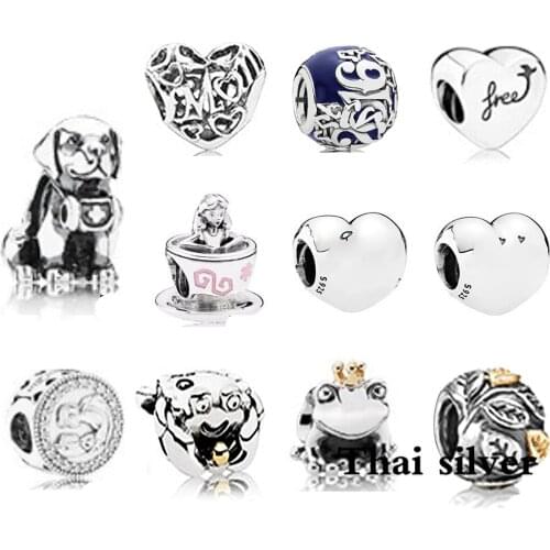 2019 NEW Thai Silver Retro Leaves Frog Prince Puppy Love Mothers Day Beaded Charm Limited Edition Collection Factory Wholesale