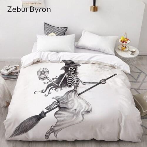 3D Duvet Cover 200x200/220x240,Comforter/Quilt/Blanket case Queen/King/Custom,Bedding pencil drawing Witch Skull,drop ship