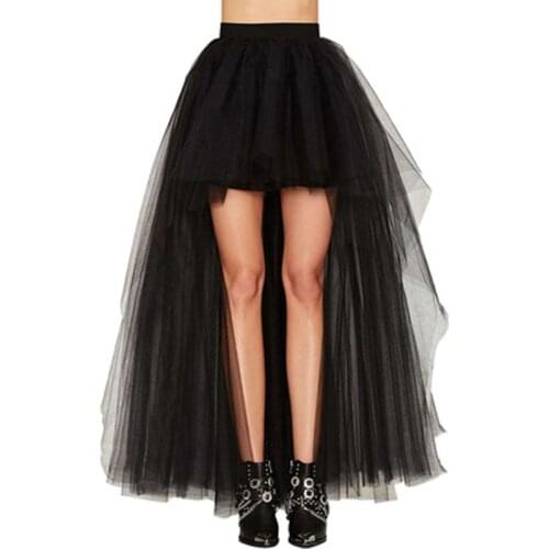 3XL Plus Size Irregular Mesh Expansion Tail Long Skirt Sexy Tulle Tutu Midi Skirts Streetwear Pleated Ball Gown Clubwear Falda