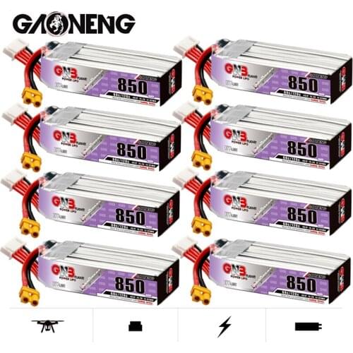 8PCS GNB Max 120C HV Lipo Battery 4S 15.2V 850mAh With T/XT30U-F/XT60U-F Plug For Beta85X Whoop Quadcopter FPV RC Racing Drone