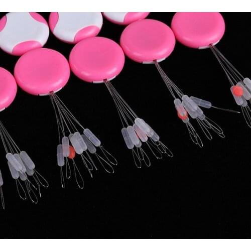 80Pcs Float Pink White Rubber Stopper Fishing Bobber Stopper Float Cylindrical Space Bean Fish Line Tackle Silica Gel Accessory