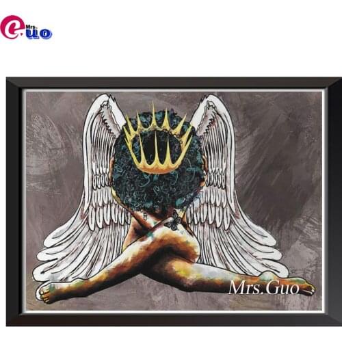 Diamond Painting Black Woman Queen Wing Rhinestone Cross Stitch Kit Diamond Embroidery Portrait Picture Mosaic Handmade Art