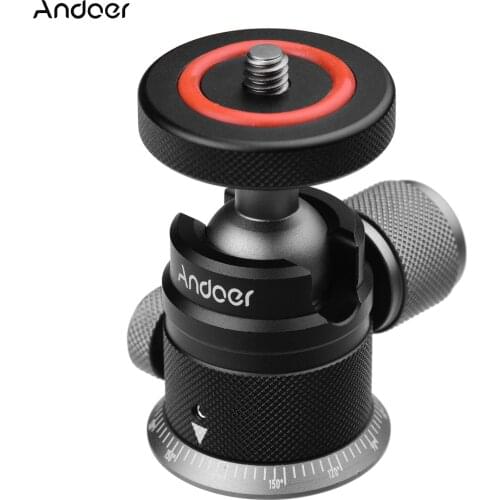 Andoer Tripod Ball Head Mount Panoramic 360° Swivel 180° Flip Universal 1/4 Mounting for DSLR Mirrorless Camera Tripod Mounting