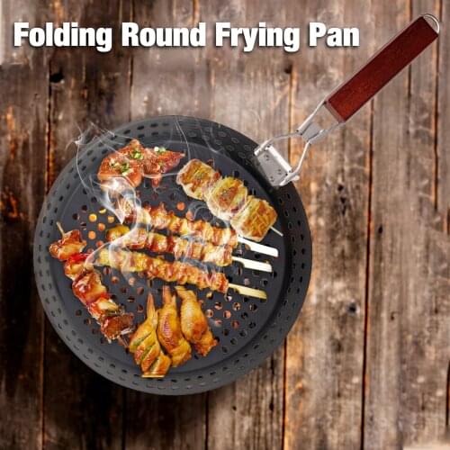 Non-stick Frying Pan WokPancake Frying Pot Pizza Panckae Pans Cooking Tools Round Barbecue Tray With Folding Handle