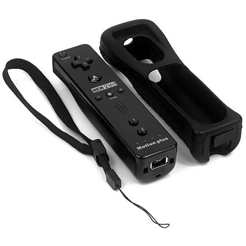 Motion Plus inside Wireless Remote Controller With Silicon Case&Wrist Strap for Nintendo Wii Black
