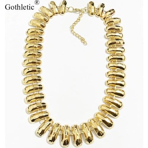 Gothletic Brand Gold/Rhodium Color Handmade Big Chunky Chain Collar Necklace for Women Fashion Jewelry