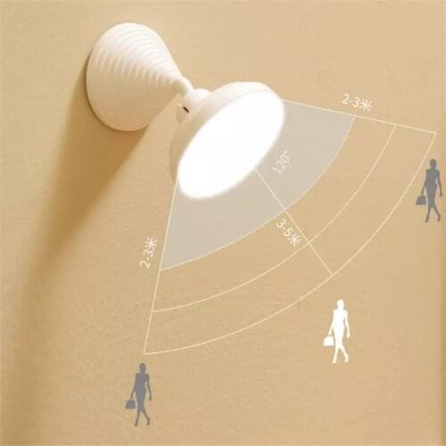 Freeshipping 360 Degress Rotating Motion Sensor Wireless USB Recharegeable Night Cabinet IR Infrared Detector Wall Lamp Light