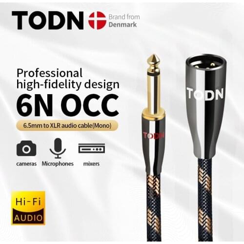 TODN HiFi cable audio AUX jack cable 6N OCC Audio XLR calble 6.5mm Mono plug to XLR plug