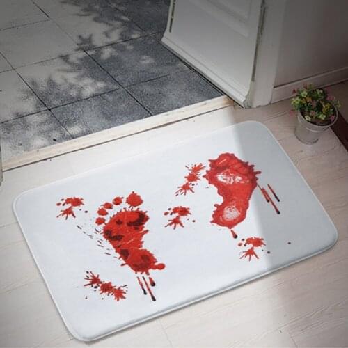Halloween Creative Blood Footprint Horror Toilet Bath Mat Carpet Non-slip Water-absorbent And Dirt-resistant