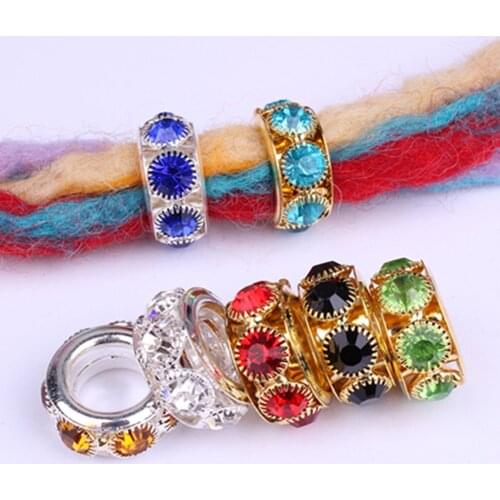 5x 12mm Rhinestone Pendants Hair Beard Jewelry Making Round Beads