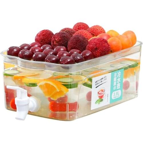 3800ML Kitchen Fruit Cool Water Pitcher Summer Ice Water Infuser Kettle With Faucet Water Carafe Jug Ice Tea Lemon Juice Tea Pot