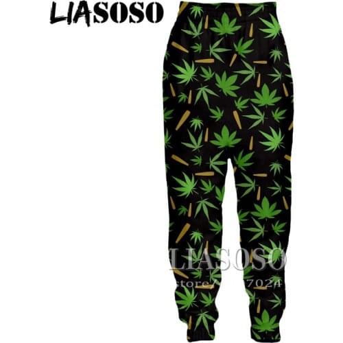 LIASOSO 3D Print Men Women Sweatpants Anime Shantou Colorful Trippy Sweat Punk Winter Pants Rock Leaves Hip Hop Trousers D706