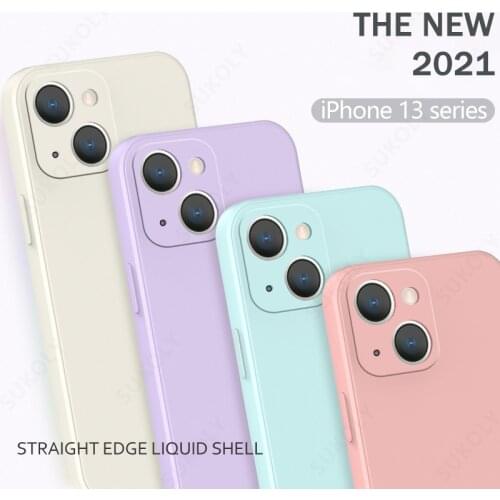 For iPhone 13 Pro Max Silicone Soft Phone Case For iPhone 12 11 Pro Max 13 Mini XR XS 8 7 Plus SE 2020 Square Liquid Case Cover