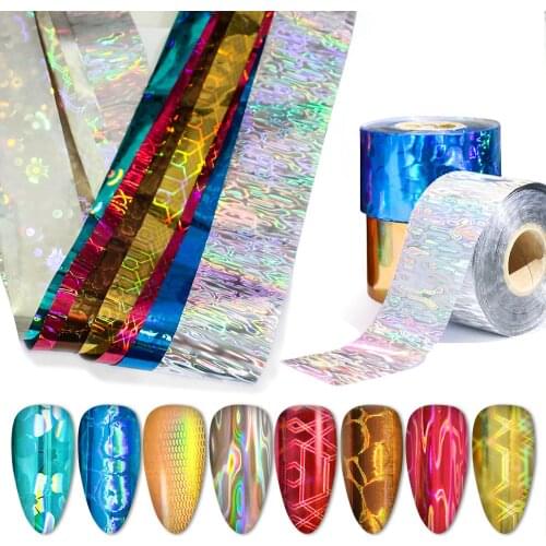 120m Shinning Mixed Beauty Transfer Tips Sticker Craft DIY Holographic Flower Pattern Nail Transfer Foil Nails Art Decorations