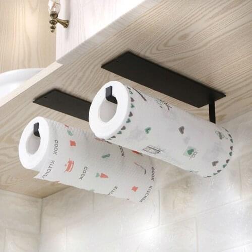 White Wall Mount Kitchen Self Adhesive Paper Roll Holder Rack Towel Storage Tissue Hook Bathroom Accessories Stand Dropshipping