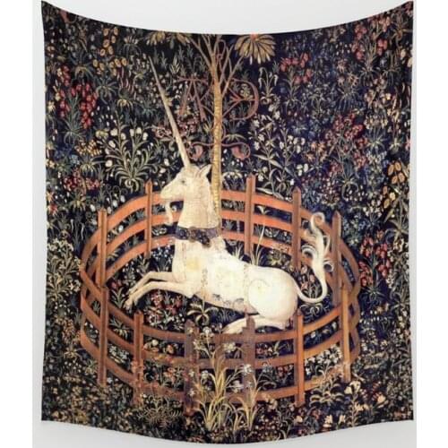 The Unicorn in Captivity Wall Tapestry Cover Beach Towel Picnic Yoga Mat Home Decoration