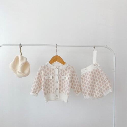 2021 Autumn New Baby Clothing Set Baby Knit Bodysuits And Sweater 2 Pcs Toddler Sweater Suit