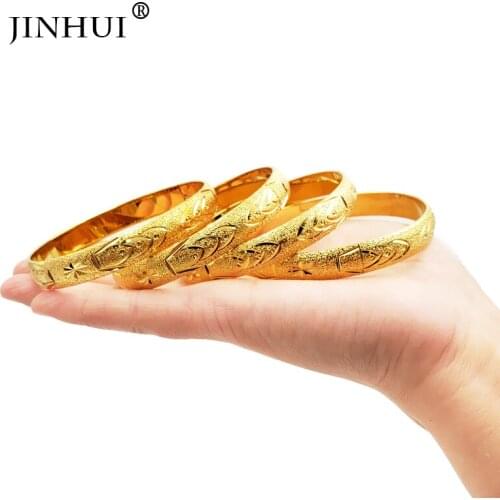 Jin Hui New Fashion lady Luxury Gold Color Jewelry Bangles Ethiopian African Women Dubai wedding Gifts Can Open Bracelet
