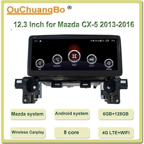 Ouchuangbo 4G Car Radio GPS Head Unit For 12.3 inch Mazda CX-5 2013-2016 Wireless Carplay 6GB 128GB Blu ray Android 10 stereo