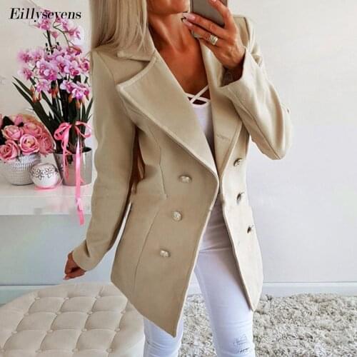 Womens Open Front Blazer Casual Lapel Collar Tailored Coat Loose Fit Button Work Office Blazer Jacket Autumn Office Lady Jacket
