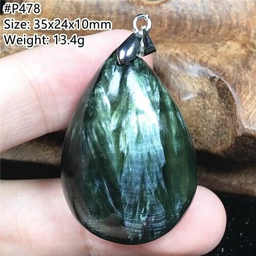 Natural Green Seraphinite Pendant Jewelry For Woman Lady Men Healing Gift Crystal Silver 35x24x10mm Beads Stone Gemstone AAAAA