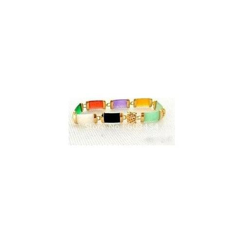 Charm Multicolor stone KGP Fortune Bracelet Girl Woman MEN Quartz jewelry Lustrous opal gem silver wedding