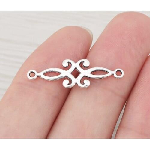 20 x Metal Celtics Spiral Swirl Connector Charms Pendants for DIY Handmade Jewelry Making Findings 30x9mm