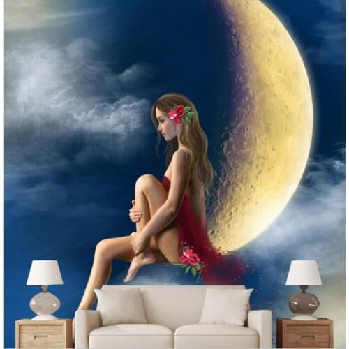 Custom photo 3d wallpaper Non-woven mural Sexy belle abstract moon sky decoration painting 3d wall murals wallpaper for walls 3d