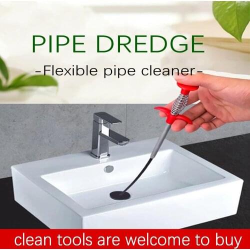 Spring pipe sink dredge tool cleaning rod clogged filter tube hair cleaning hook kitchen bathroom drain cleaning tool