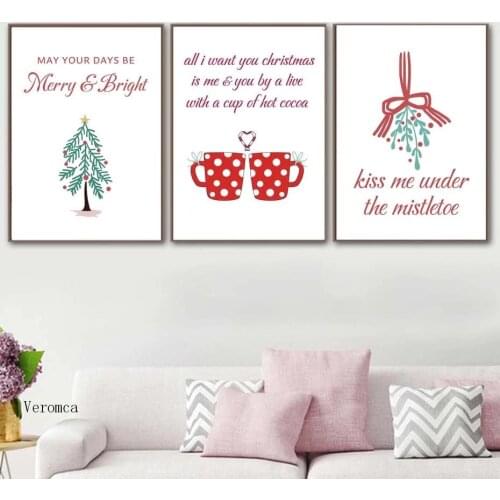 Merry Christmas Posters Prints Happy Festival Quotes Canvas Painting On The Wall Living Room Kids Room Decor Christmas Gift
