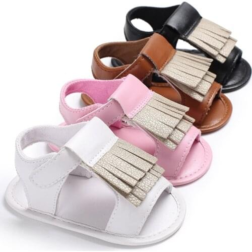 Baby Girl Sandals for Newborn Summer Bebek Sandalet PU Leather Tassel Infant Toddler Sandals Rubber Soles Kids Shoes