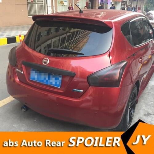 For NISSAN Versa Spoiler 2011-2015 Tiida spoiler with light High Quality ABS Material Car Rear Wing Primer Color Rear Spoiler