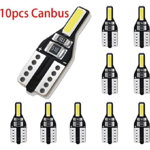 10PCS T10 Led Canbus W5W Led Bulb 7020 2SMD Interior Light 194 168 Car Reading With Light Instrument Plate Lamp 6000K Error Free