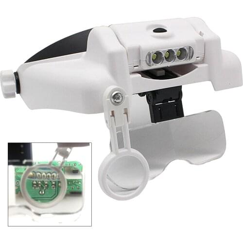 LED Light Head Loupe Jeweler Watch Bright Illuminated Magnifier with Lens