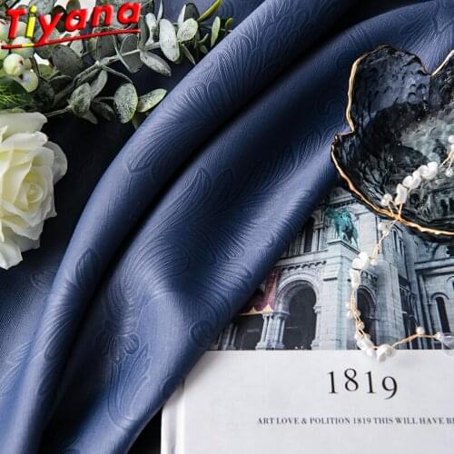 Dark Blue Blackout Window Drapes for Bedroom Electric Engraving 3D Flowers Curtains for Living Room Balcony Sun Protection*VT