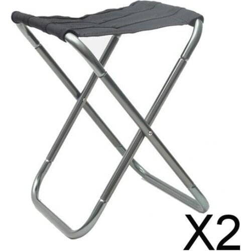 2xOutdoor Ultralight Portable Folding Chair Fishing Camping BBQ Picnic Gray