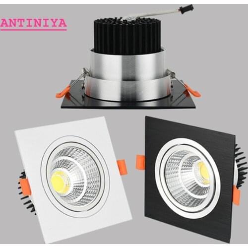 Dimmable square LED Downlights COB 7W 9W 12W LED Spot lights decoration Ceiling Lamp AC85- 265V LED panel light Indoor Lighting