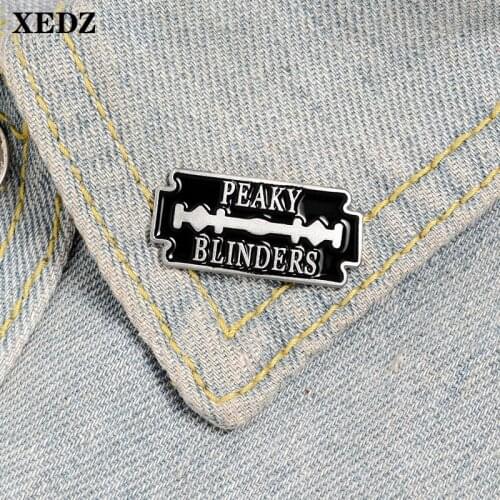 XEDZ razor blade enamel pin PEAKY BLINDERS Exquisite mark fashion metal badge men jewelry suit punk lapel brooch gift to father