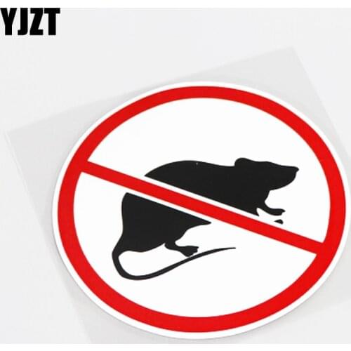 YJZT 11CM*11CM Cartoon Warning Mark NO Mouse Decoration Car Sticker Decal PVC 13-0558