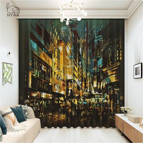Osaka City Nightlife Curtains For Living Room Japanese Panel Paris Curtains For Room Beads Decoration Door Curtain Micro Shading