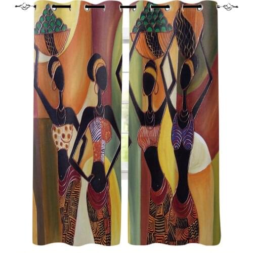 African Women Mural Culture Window Curtains For Living Room Bedroom Home Decoration Panels For Kitchen Kids Curtains