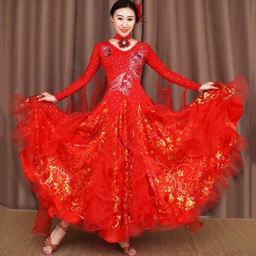 Comfort Modern Dance Dresses For Ladies Red Blue Color Silk Competitive Suit Original Women Adult Modern Feminine Dresses Q5039