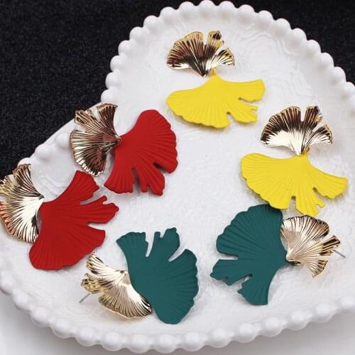 2019 Fashion Drop Earrings Bohemia Vintage Statement Earrings Gold Color Leaves Earrings For Women Green Ear Jewelry Wholesale