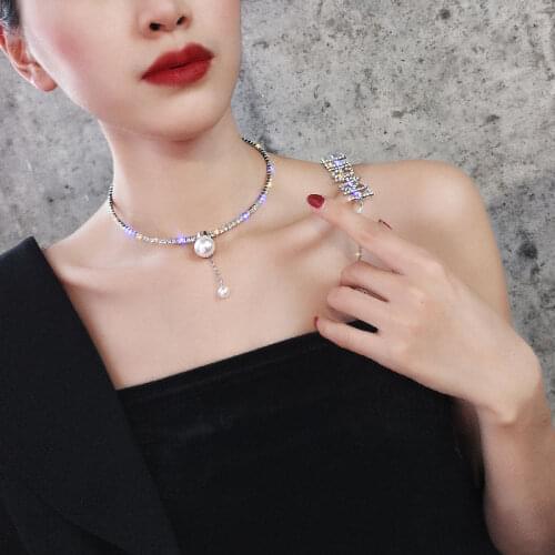 New pearl opening collar female short paragraph choker neck strap sexy clavicle chain necklace
